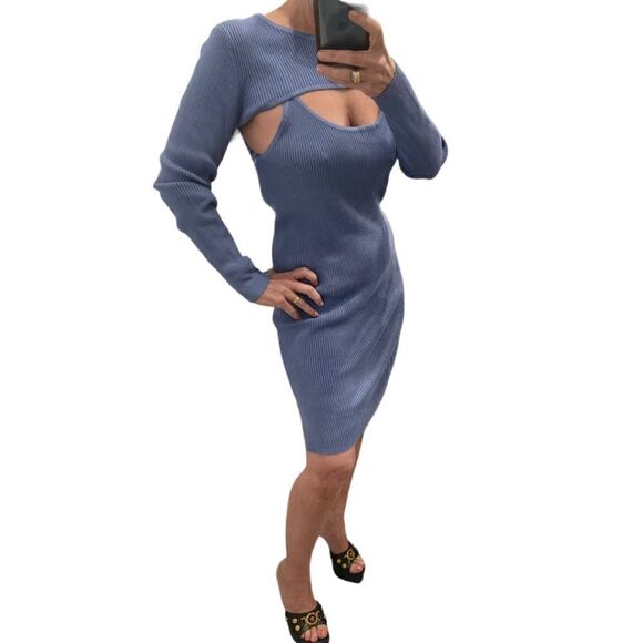House Of Harlow 1960 Blue Knit Mini Dress 2 Pieces Set.Size XL - Picture 3 of 14